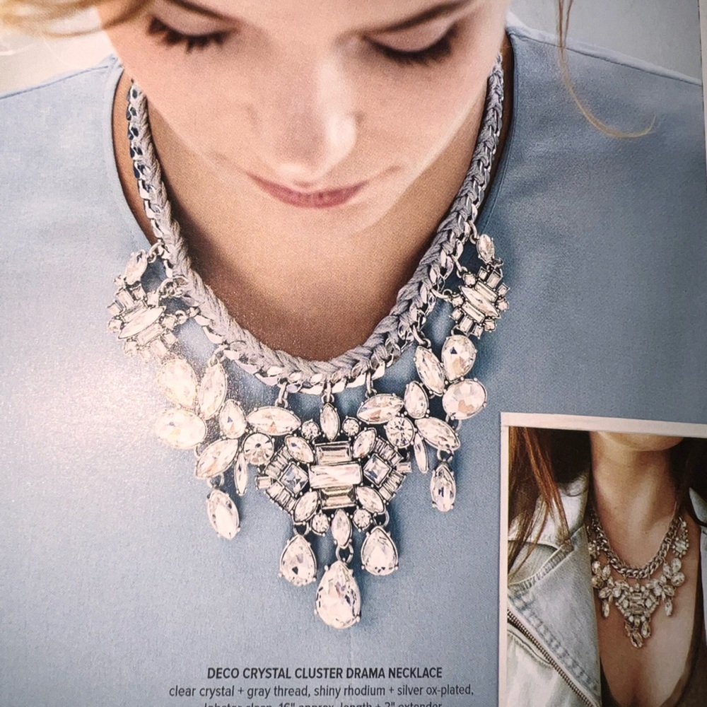 Dazzling Silver Crystal Cluster Necklace